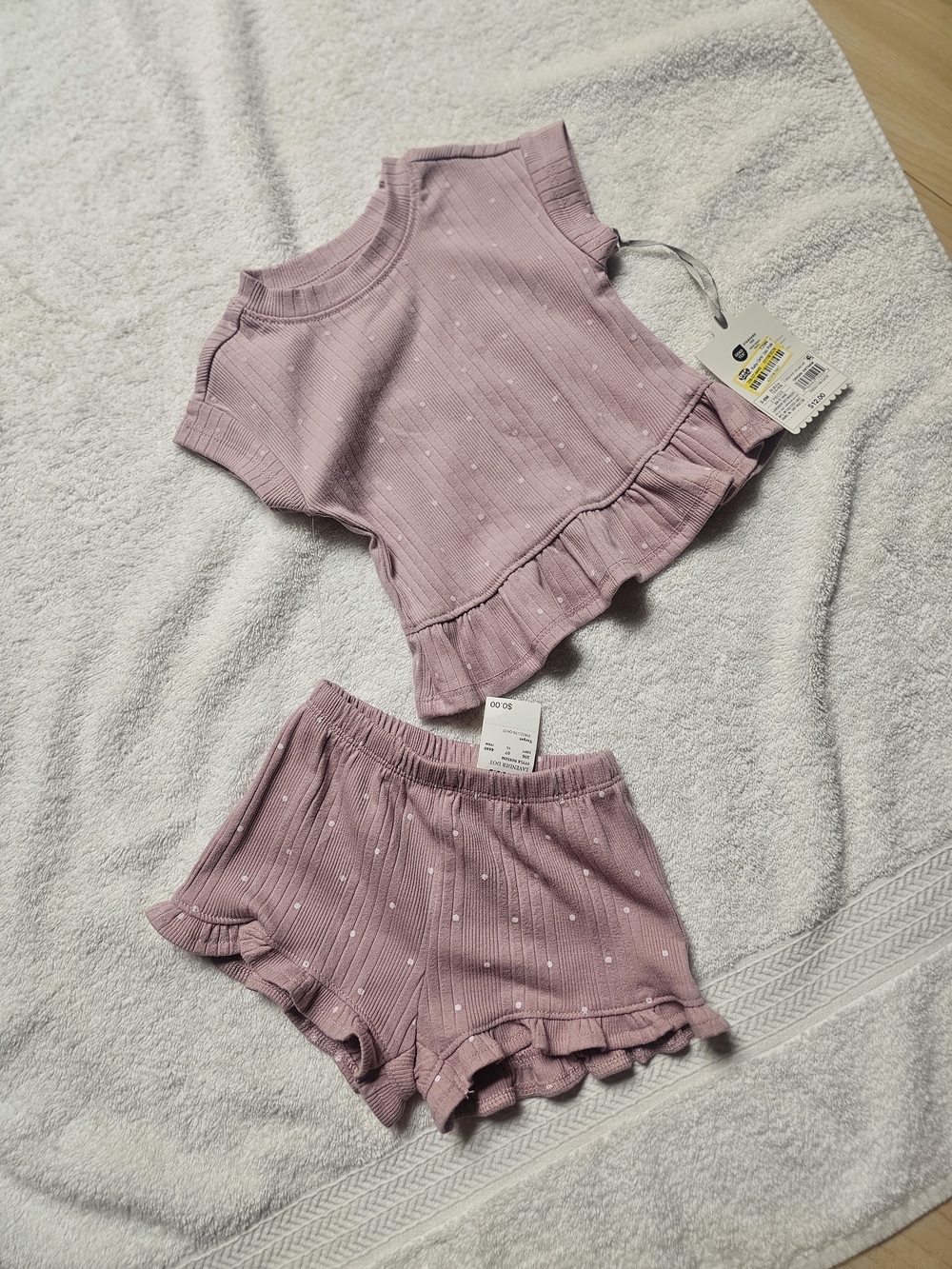 Conjunto Nuevo Con Etiquetas Cloud Island Bebe Niña 3-6 Meses Lavanda Olanes..